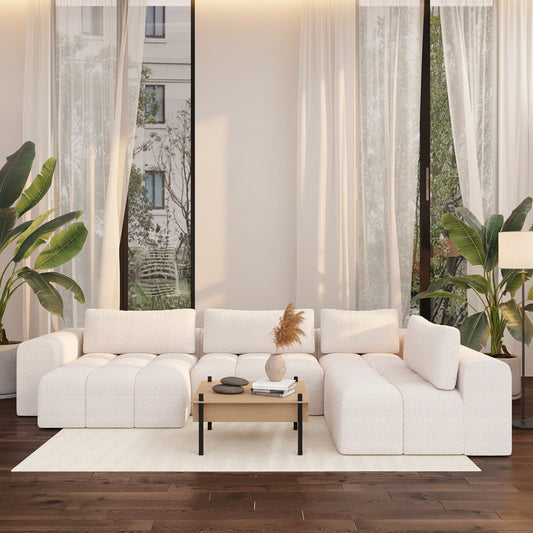 Front view of Sienna modular corner chaise sofa with clean contemporary design