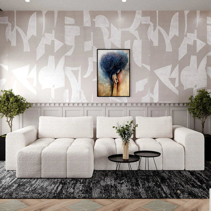 Front view of Sienna modular L shape 3 seater sofa with clean contemporary design