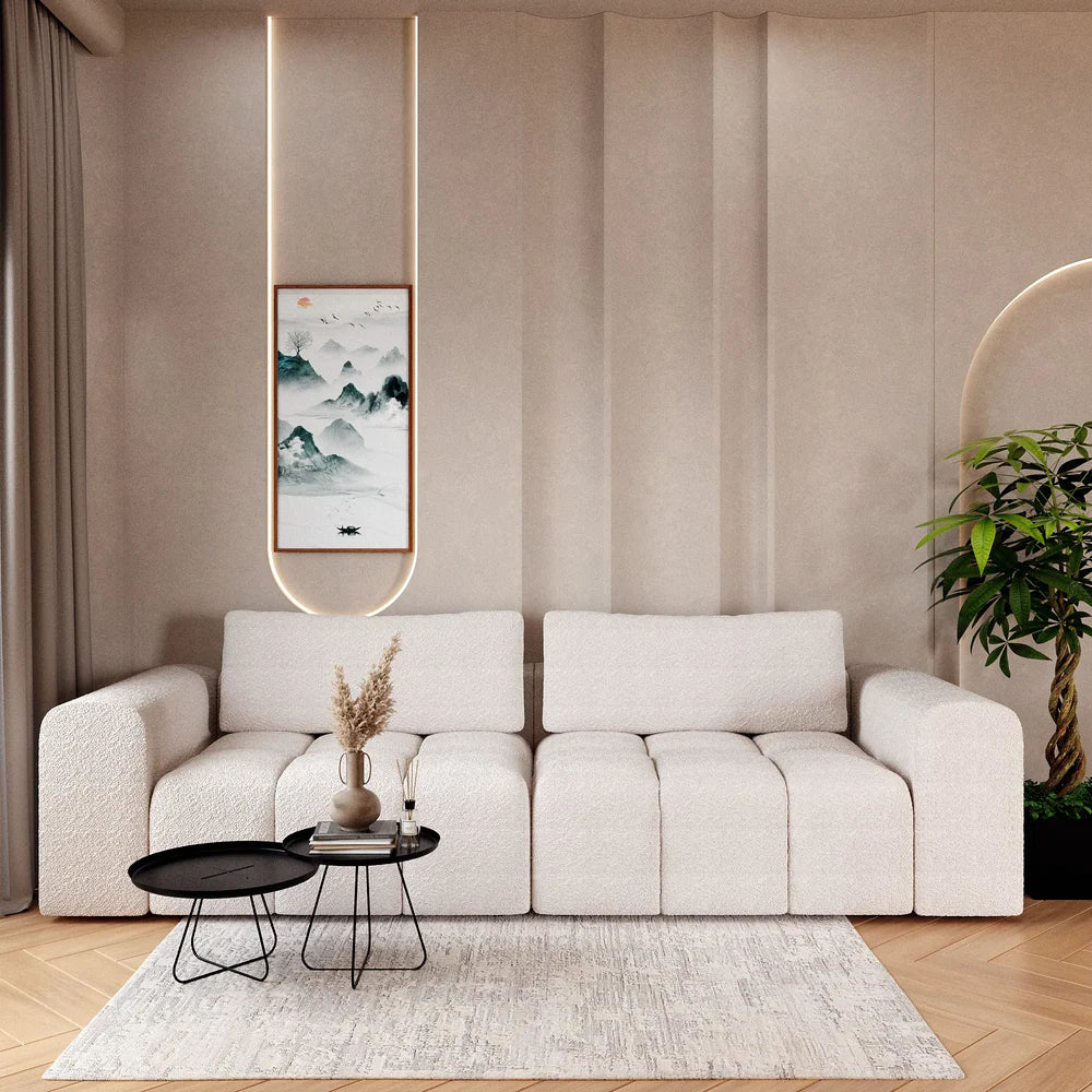 Front view of Sienna 3 seater modular sofa with clean contemporary design