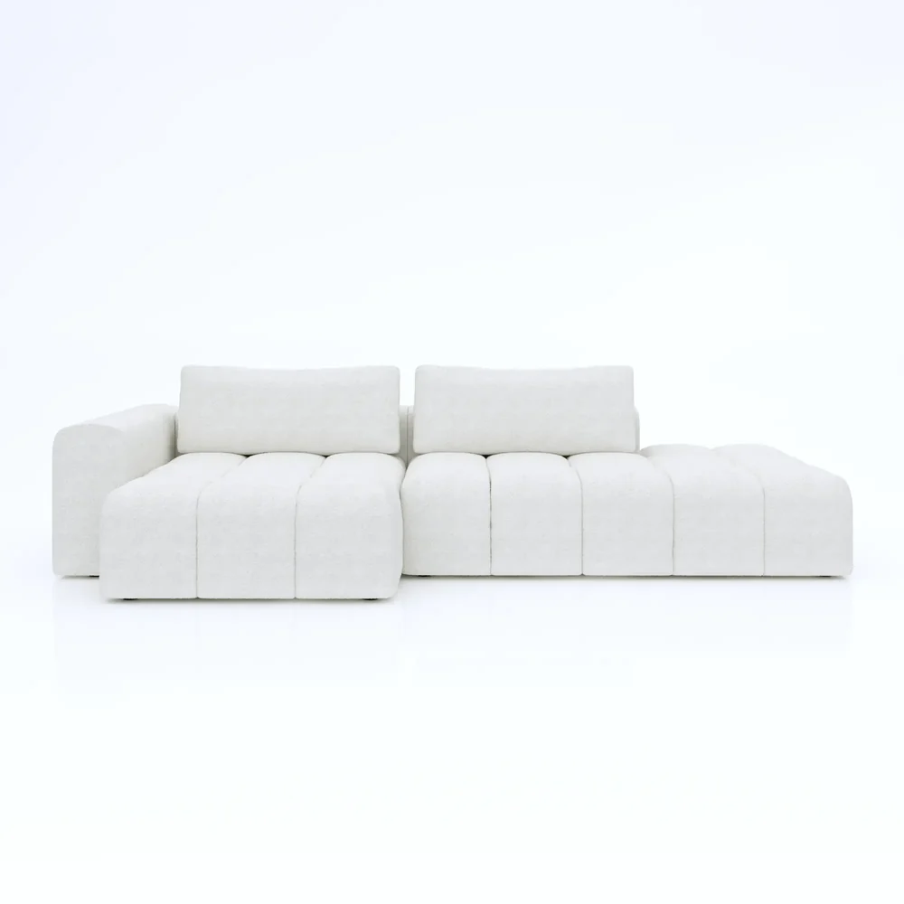 Sienna modular L shape 2 piece sofa with chaise and ottoman in modern living room