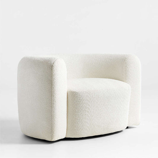 Front view of Snug love seat with curved contemporary design