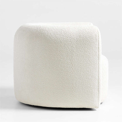 Side angle of Snug swivel chair showing rounded form