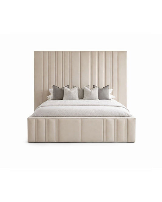 Elegant panelled headboard with a smooth, cohesive upholstered base