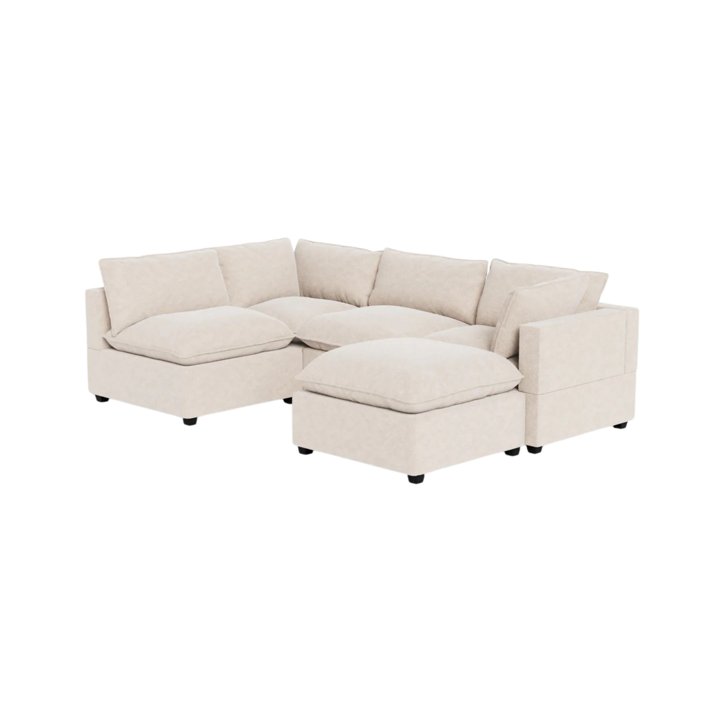 Poka L Shape Open End Modular Sofa + Footstool