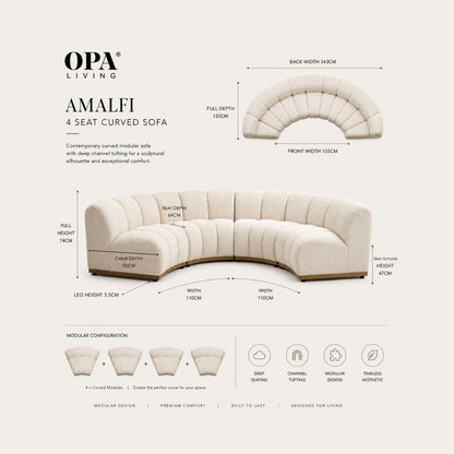 Amalfi 4 Seater Curved Sofa