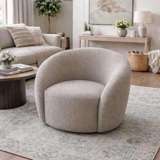 Ex Demo Mira Boucle Swivel Chair (Brand New!) - Quick Delivery 10-14 days