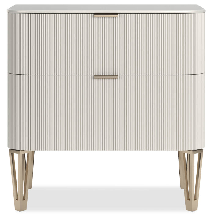 Cara Bedside Table in Matte Pearl