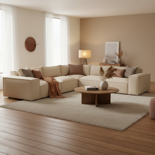 large modular corner sofa with deep cushions and clean lines
