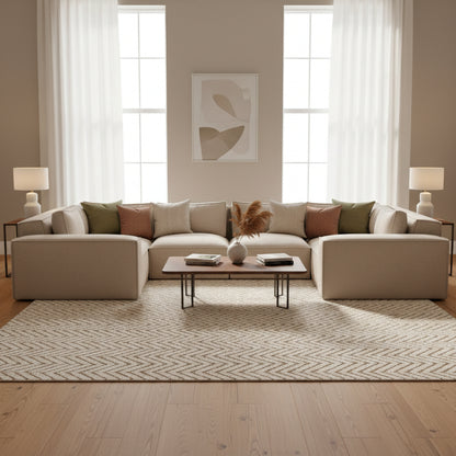 spacious U shaped sofa designed for modern family living
